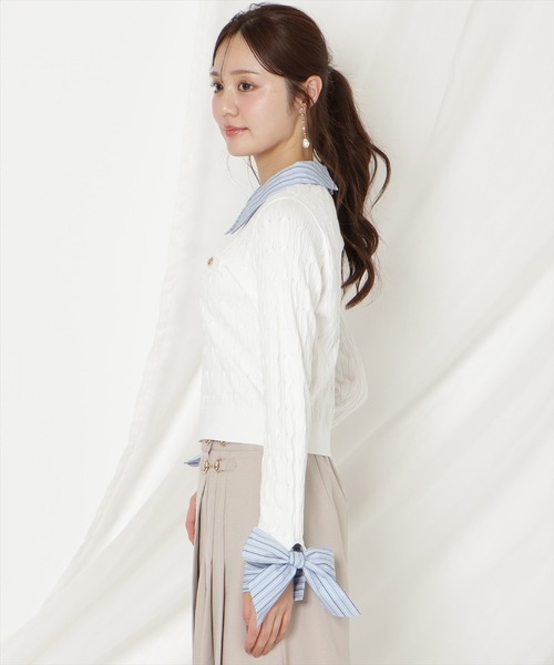 WILLSELECTION(ウィルセレクション)の「リボンカフスドッキングケーブルニット(ニット/セーター・レディース・ネイビー/ミント/グレー/オフホワイト・FREE)」の9枚目の写真