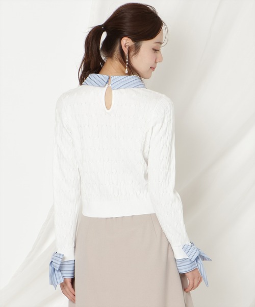 WILLSELECTION(ウィルセレクション)の「リボンカフスドッキングケーブルニット(ニット/セーター・レディース・ネイビー/ミント/グレー/オフホワイト・FREE)」の10枚目の写真