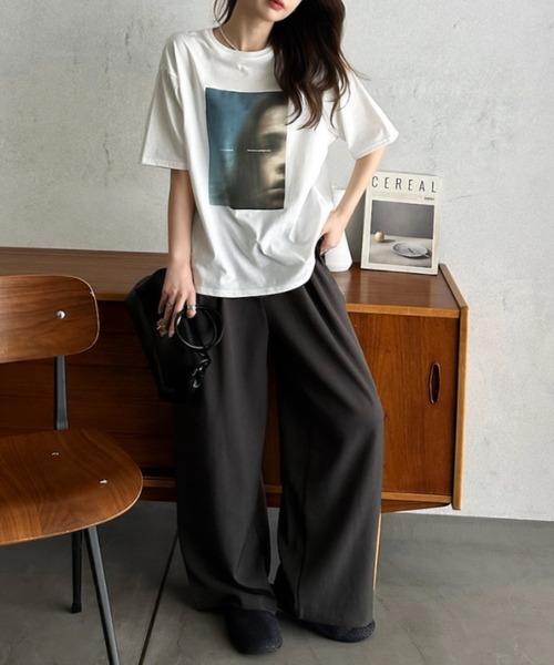 Eclat one(エクラワン)の「【Eclat one】フォトプリント Tシャツ(Tシャツ/カットソー・レディース・ブルー/オフホワイト/ライム・FREE)」の14枚目の写真