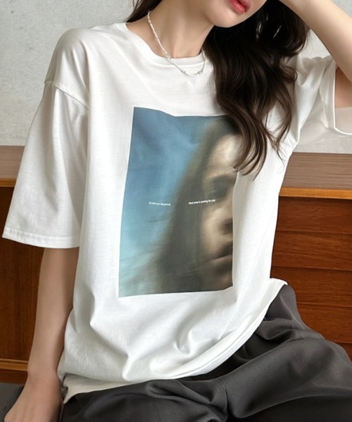 Eclat one(エクラワン)の「【Eclat one】フォトプリント Tシャツ(Tシャツ/カットソー・レディース・ブルー/オフホワイト/ライム・FREE)」の15枚目の写真