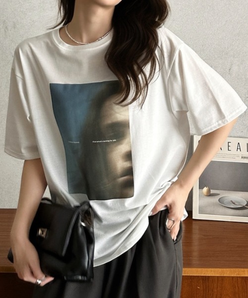 Eclat one(エクラワン)の「【Eclat one】フォトプリント Tシャツ(Tシャツ/カットソー・レディース・ブルー/オフホワイト/ライム・FREE)」の12枚目の写真