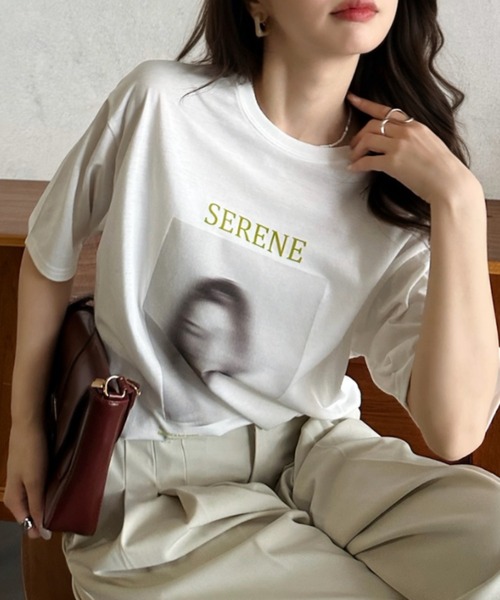 Eclat one(エクラワン)の「【Eclat one】フォトプリント Tシャツ(Tシャツ/カットソー・レディース・ブルー/オフホワイト/ライム・FREE)」の10枚目の写真