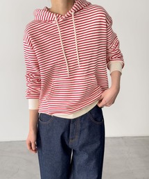 CANAL JEAN | SLEEK ボーダーパーカープルオーバー 裏毛(パーカー)