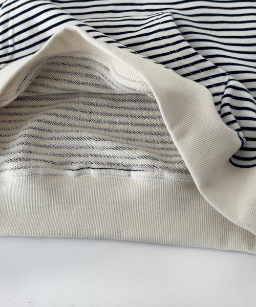 CANAL JEAN(キャナルジーン)の「SLEEK ボーダーパーカープルオーバー 裏毛(パーカー・レディース・レッド/ネイビー・ONE SIZE)」の14枚目の写真