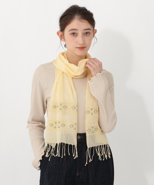 Afternoon Tea(アフタヌーンティー)の「インド刺繍ストール(ストール/ショール・レディース・イエロー・ONE SIZE)」の2枚目の写真