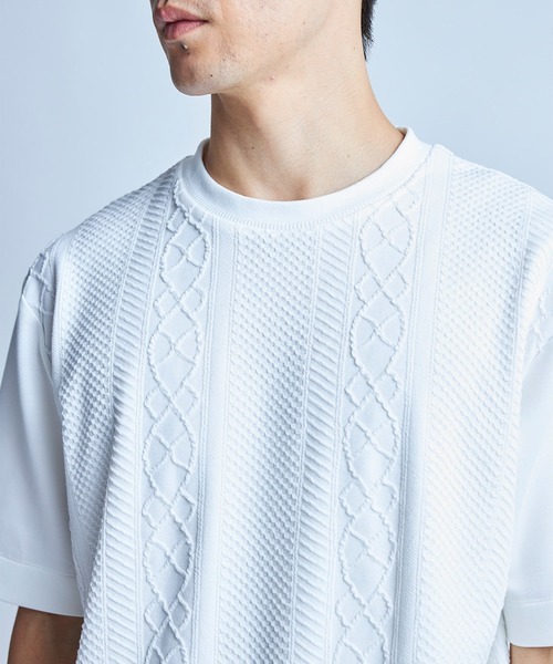 UNION STATION（ユニオンステーション）の「フクレジャガードコンビネーションTシャツ＜ストレッチ・ハンドウォッシャブル＞（Tシャツ/カットソー・メンズ・ブラック/ホワイト/ネイビー・M/LL/L）」の4枚目の写真