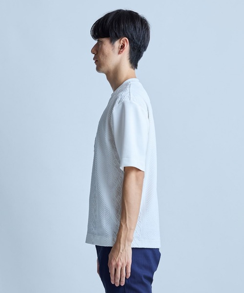 UNION STATION（ユニオンステーション）の「フクレジャガードコンビネーションTシャツ＜ストレッチ・ハンドウォッシャブル＞（Tシャツ/カットソー・メンズ・ブラック/ホワイト/ネイビー・M/LL/L）」の5枚目の写真
