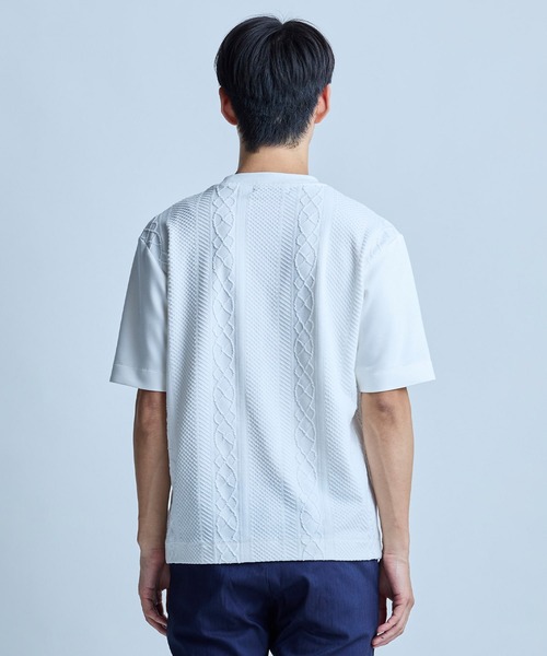 UNION STATION（ユニオンステーション）の「フクレジャガードコンビネーションTシャツ＜ストレッチ・ハンドウォッシャブル＞（Tシャツ/カットソー・メンズ・ブラック/ホワイト/ネイビー・M/LL/L）」の6枚目の写真