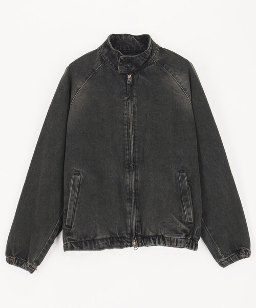 NAUTICA デニムジャケット ブラック ユーズド加工 セール】NAUTICA/ノーティカ 加工 デニム ハリントンジャケット