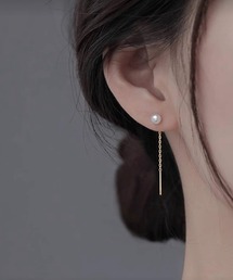 【IZU】 パール＆チェーンバースウィングドロップピアス
