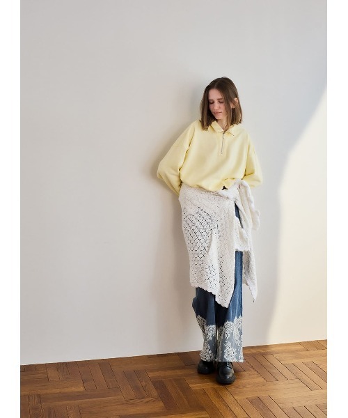 COEL（コエル）の「レースコンビデニムワイドパンツ（デニムパンツ・レディース・ブルー/ブラック・38/36）」の8枚目の写真
