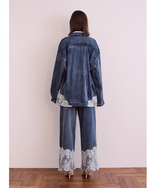 COEL（コエル）の「レースコンビデニムワイドパンツ（デニムパンツ・レディース・ブルー/ブラック・38/36）」の7枚目の写真