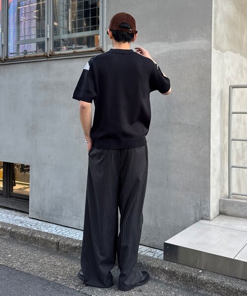 CIAOPANIC（チャオパニック）の「アーガイルスキッパーサマーニットポロシャツ（ポロシャツ・レディース・ブラック/イエロー/オレンジ/ネイビー・SMALL/MEDIUM/LARGE）」の5枚目の写真