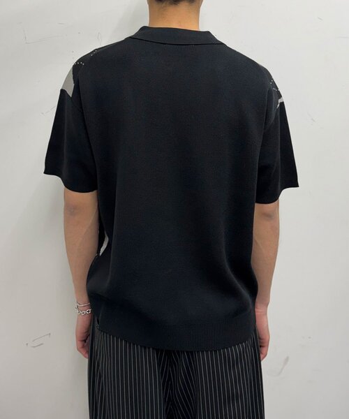 CIAOPANIC（チャオパニック）の「アーガイルスキッパーサマーニットポロシャツ（ポロシャツ・レディース・ブラック/イエロー/オレンジ/ネイビー・SMALL/MEDIUM/LARGE）」の8枚目の写真