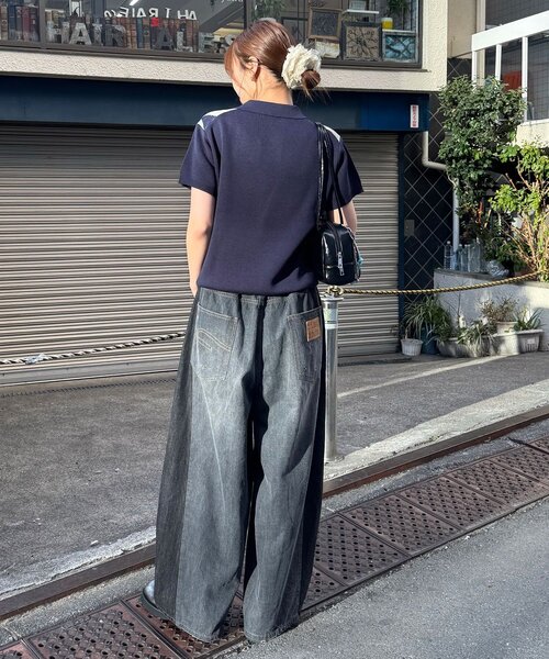 CIAOPANIC（チャオパニック）の「アーガイルスキッパーサマーニットポロシャツ（ポロシャツ・レディース・ブラック/イエロー/オレンジ/ネイビー・SMALL/MEDIUM/LARGE）」の17枚目の写真