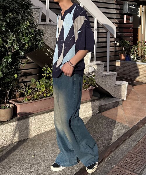 CIAOPANIC（チャオパニック）の「アーガイルスキッパーサマーニットポロシャツ（ポロシャツ・レディース・ブラック/イエロー/オレンジ/ネイビー・SMALL/MEDIUM/LARGE）」の21枚目の写真