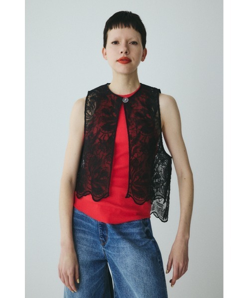 HeRIN.CYE(ヘリンドットサイ)の「Lace vest レースベスト(ベスト・レディース・オフホワイト/ブラック/ベージュ・FREE)」の14枚目の写真