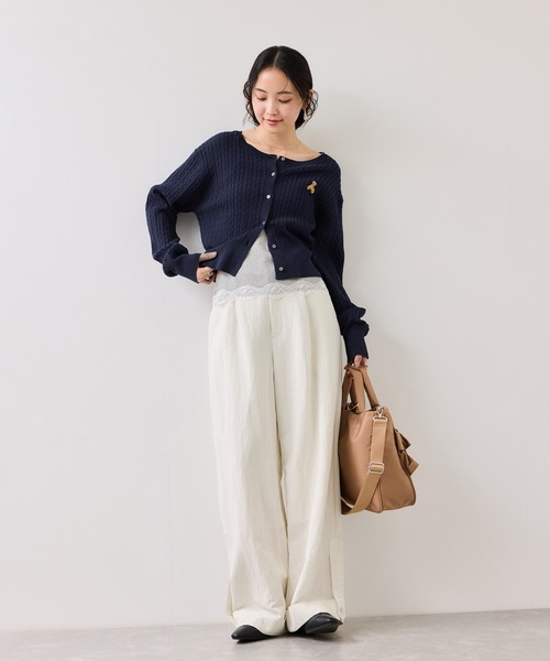 POLO BCS（ポロ ビーシーエス）の「【POLO BCS】ミニケーブルノーカラーカーディガン（カーディガン/ボレロ・レディース・イエロー/ホワイト/ネイビー/ブラック・FREE）」の19枚目の写真