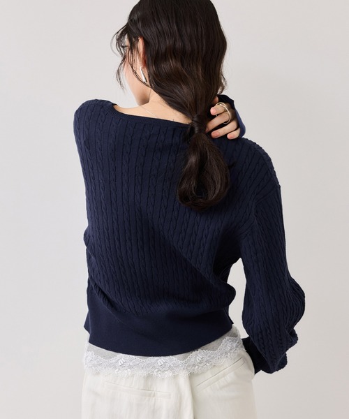 POLO BCS（ポロ ビーシーエス）の「【POLO BCS】ミニケーブルノーカラーカーディガン（カーディガン/ボレロ・レディース・イエロー/ホワイト/ネイビー/ブラック・FREE）」の17枚目の写真