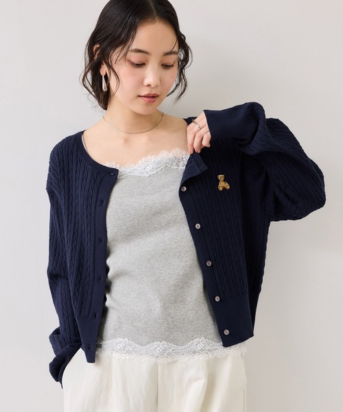 POLO BCS（ポロ ビーシーエス）の「【POLO BCS】ミニケーブルノーカラーカーディガン（カーディガン/ボレロ・レディース・イエロー/ホワイト/ネイビー/ブラック・FREE）」の18枚目の写真