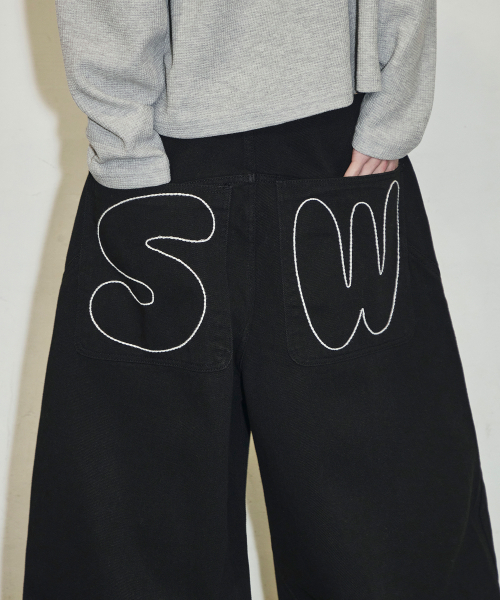 SCALLYWAG（スカリーワグ）の「バックポケットSWステッチコットンパンツ[ブラック]（その他パンツ・レディース・その他・SMALL/MEDIUM/LARGE/X-LARGE）」の5枚目の写真