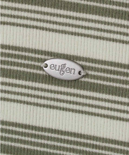 EUGGEN(ユジェン)の「ボタンフードパーカー ストライプ ロングスリーブTシャツ_クリーム&カーキ(パーカー・レディース・その他・SMALL/MEDIUM)」の5枚目の写真