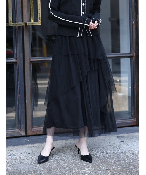 fifth（フィフス）の「【U150サイズあり】ティアードラメチュールスカート（スカート・レディース・グレー/ブラック・XS/M）」の2枚目の写真