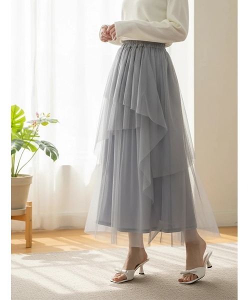 fifth（フィフス）の「【U150サイズあり】ティアードラメチュールスカート（スカート・レディース・グレー/ブラック・XS/M）」の3枚目の写真