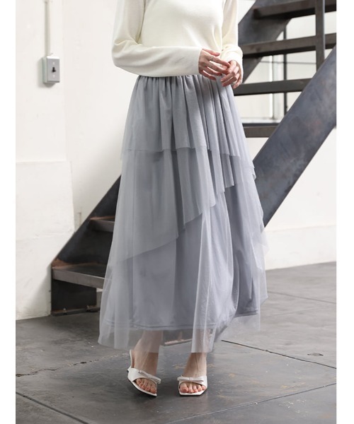 fifth（フィフス）の「【U150サイズあり】ティアードラメチュールスカート（スカート・レディース・グレー/ブラック・XS/M）」の4枚目の写真