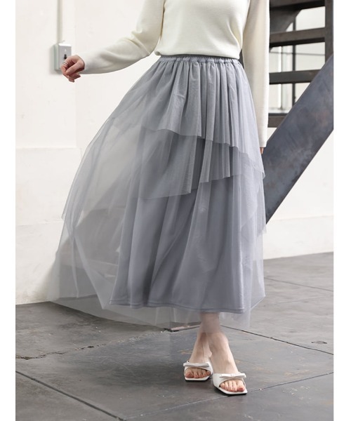 fifth（フィフス）の「【U150サイズあり】ティアードラメチュールスカート（スカート・レディース・グレー/ブラック・XS/M）」の5枚目の写真
