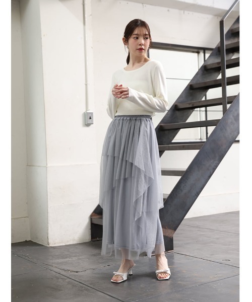 fifth（フィフス）の「【U150サイズあり】ティアードラメチュールスカート（スカート・レディース・グレー/ブラック・XS/M）」の6枚目の写真