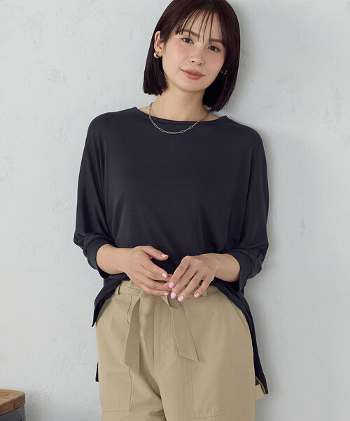 COMME CA ISM(コムサイズム)の「【セットアイテム】オーバーTブラウス+タンクトップ(シャツ/ブラウス・レディース・チャコール/オレンジ/ホワイト・MEDIUM/LARGE)」の1枚目の写真