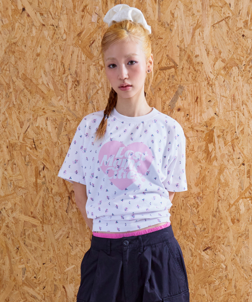 LMCの「HEART LOGO TEE flower white(Tシャツ/カットソー・レディース・その他・MEDIUM/LARGE/SMALL)」の1枚目の写真