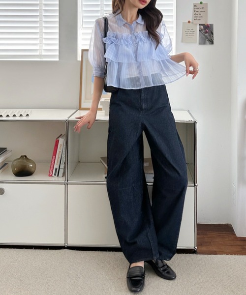 Ada.(エイダ)の「シアー フリル ブラウス(シャツ/ブラウス・レディース・ピンク/イエロー/オフホワイト/サックスブルー・FREE)」の15枚目の写真