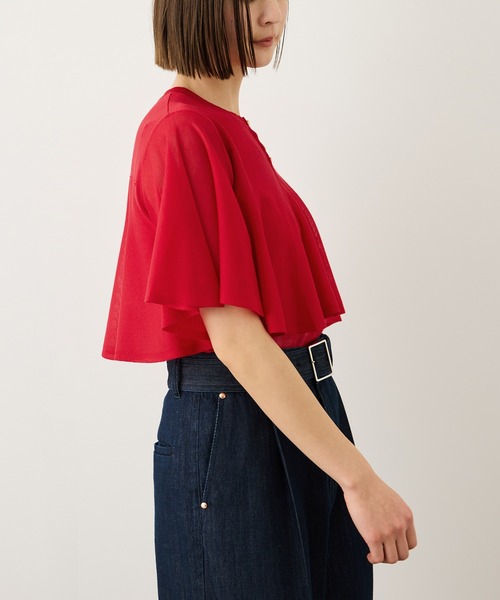 ROPE'（ロペ）の「LEVITA ティアードフリルニットプルーオーバー/接触冷感・イージーケア（Tシャツ/カットソー・レディース・ブラック/レッド/ベージュ・FREE）」の9枚目の写真