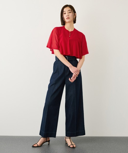 ROPE'（ロペ）の「LEVITA ティアードフリルニットプルーオーバー/接触冷感・イージーケア（Tシャツ/カットソー・レディース・ブラック/レッド/ベージュ・FREE）」の11枚目の写真