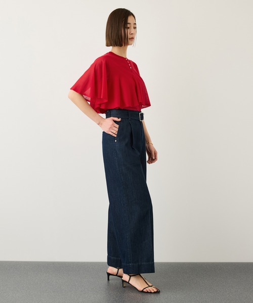 ROPE'（ロペ）の「LEVITA ティアードフリルニットプルーオーバー/接触冷感・イージーケア（Tシャツ/カットソー・レディース・ブラック/レッド/ベージュ・FREE）」の12枚目の写真