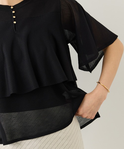 ROPE'（ロペ）の「LEVITA ティアードフリルニットプルーオーバー/接触冷感・イージーケア（Tシャツ/カットソー・レディース・ブラック/レッド/ベージュ・FREE）」の14枚目の写真