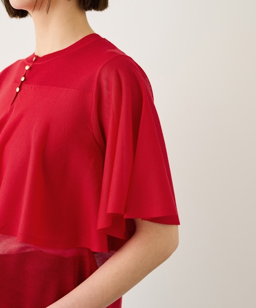 ROPE'（ロペ）の「LEVITA ティアードフリルニットプルーオーバー/接触冷感・イージーケア（Tシャツ/カットソー・レディース・ブラック/レッド/ベージュ・FREE）」の22枚目の写真