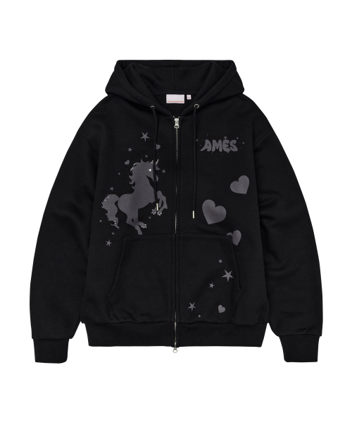 AMESWORLDWIDE（アメスワールドワイド）の「UNICORN DRAWING HOODIE ZIP-UP BLACK（パーカー・レディース・その他・FREE）」の8枚目の写真