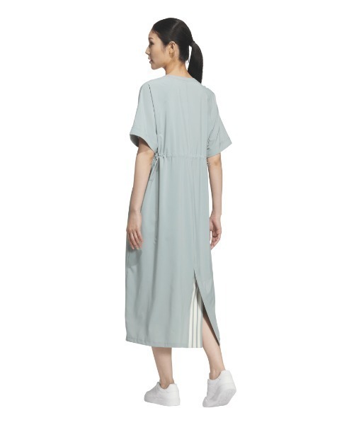 adidas（アディダス）の「【別注】アディダス adidas SOFTLUX ストレッチ ウーブン ルーズフィット ドレス 限定コラボ（ワンピース・レディース・アイボリー/グリーン/チャコールグレー・S/M/L/XL）」の5枚目の写真