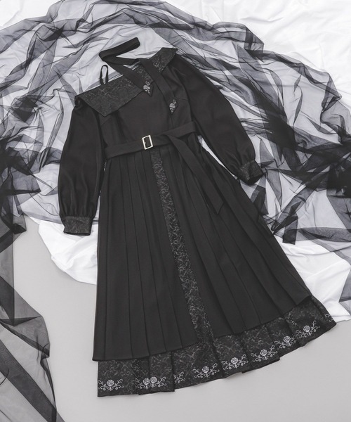 HARE（ハレ）の「【NANA×HARE】ワンショルダージャガードキリカエワンピース（ワンピース・レディース・ブラック/オフホワイト・MEDIUM/SMALL）」の6枚目の写真