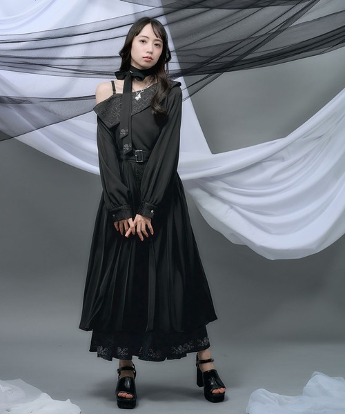 HARE（ハレ）の「【NANA×HARE】ワンショルダージャガードキリカエワンピース（ワンピース・レディース・ブラック/オフホワイト・MEDIUM/SMALL）」の13枚目の写真