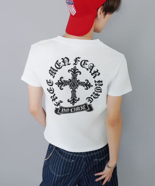 SPINNS（スピンズ）の「短丈クロスバックプリント半袖Tシャツ/ワンポイント（Tシャツ/カットソー・メンズ・ホワイト/ブラック/ブラック系その他/ウッドランド・ONESIZE）」の22枚目の写真