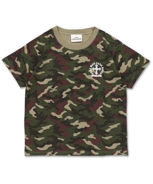 SPINNS（スピンズ）の「短丈クロスバックプリント半袖Tシャツ/ワンポイント（Tシャツ/カットソー・メンズ・ホワイト/ブラック/ブラック系その他/ウッドランド・ONESIZE）」の6枚目の写真