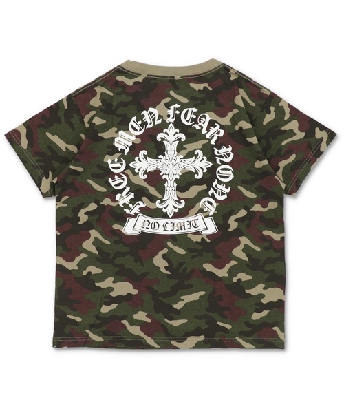 SPINNS（スピンズ）の「短丈クロスバックプリント半袖Tシャツ/ワンポイント（Tシャツ/カットソー・メンズ・ホワイト/ブラック/ブラック系その他/ウッドランド・ONESIZE）」の7枚目の写真