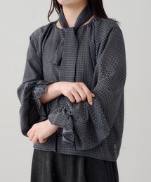 【一部店舗限定/2WAY】B シアーチェックボウタイブラウス