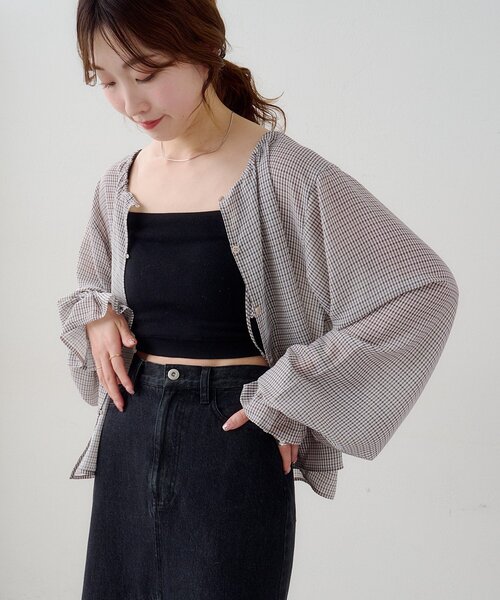 Kastane(カスタネ)の「【一部店舗限定/2WAY】B シアーチェックボウタイブラウス(シャツ/ブラウス・レディース・ブラック/アイボリー/ブルー・FREE)」の22枚目の写真