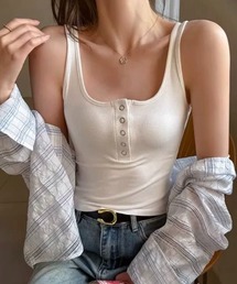 シンプル無地ヘンリーネックキャミソール