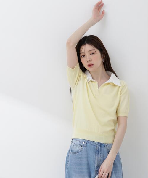 PROPORTION BODY DRESSING(プロポーションボディドレッシング)の「【加藤栞さん着用】<a>レイヤード風ポロニット / 1216179402(ニット/セーター・レディース・ピンク/ネイビー/イエロー・MEDIUM/SMALL)」の22枚目の写真